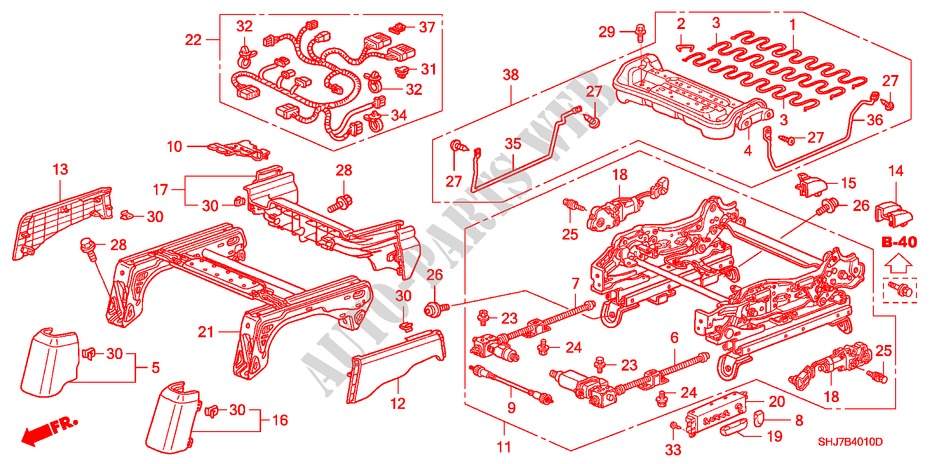V. ZITTING COMPONENTEN(L.)(8 WEG ELEKTRISCH BEDIENDE STOEL) voor Honda ODYSSEY EXL 5 deuren 5-traps automatische versnellingsbak 2008
