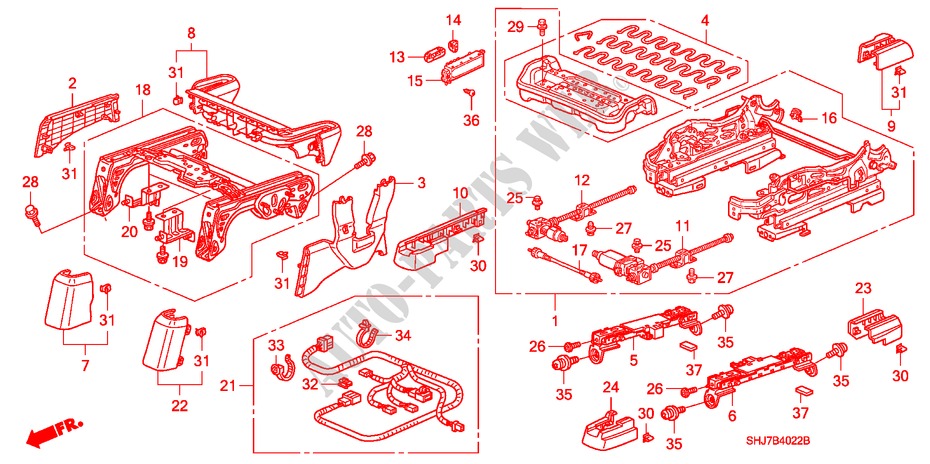 V. ZITTING COMPONENTEN(R.)('08 )(2) voor Honda ODYSSEY EXL 5 deuren 5-traps automatische versnellingsbak 2008
