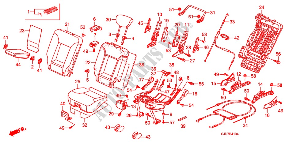 ACHTER ZITTING(MIDDEN) (2) voor Honda FR-V 1.8 EXECUTIVE 5 deuren 6-versnellings handgeschakelde versnellingsbak 2008