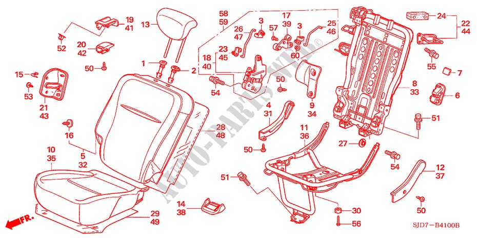 ACHTER ZITTING(R./L.) voor Honda FR-V 1.7 SE 5 deuren 5-versnellings handgeschakelde versnellingsbak 2005