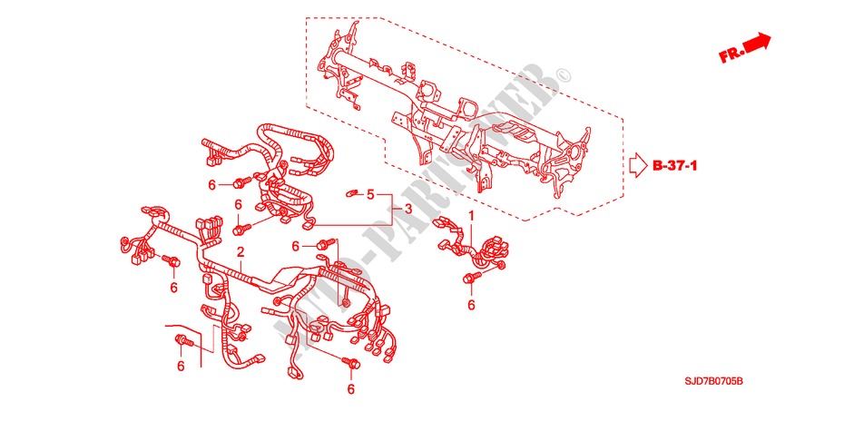 BEDRADINGSBUNDEL(2) (RH) voor Honda FR-V 1.8 SE 5 deuren 5-traps automatische versnellingsbak 2007