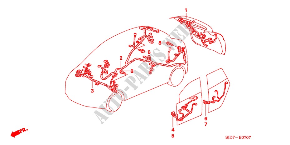 BEDRADINGSBUNDEL(4) (RH) voor Honda FR-V 1.8 SE 5 deuren 5-traps automatische versnellingsbak 2007