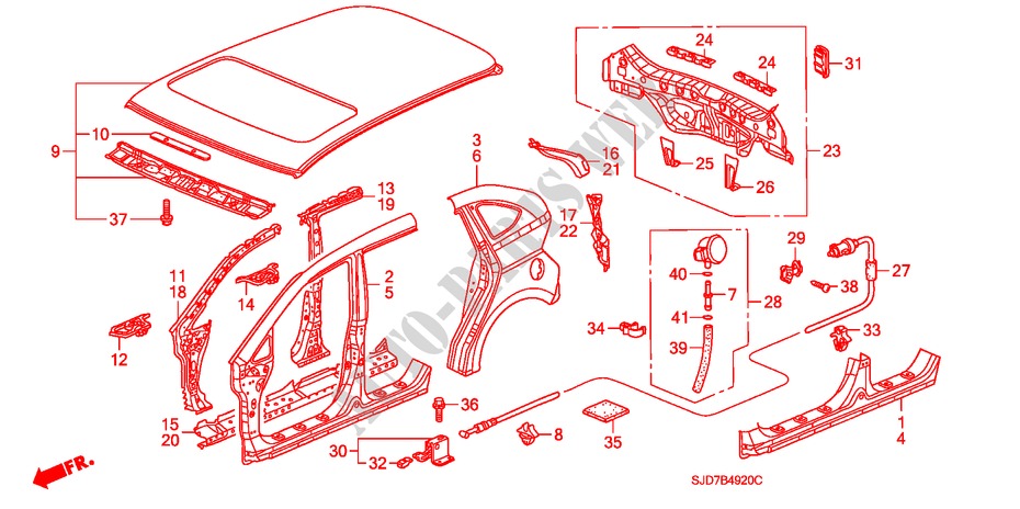 BUITEN PANELEN/ACHTER PANEEL voor Honda FR-V 1.7 COMFORT 5 deuren 5-versnellings handgeschakelde versnellingsbak 2006