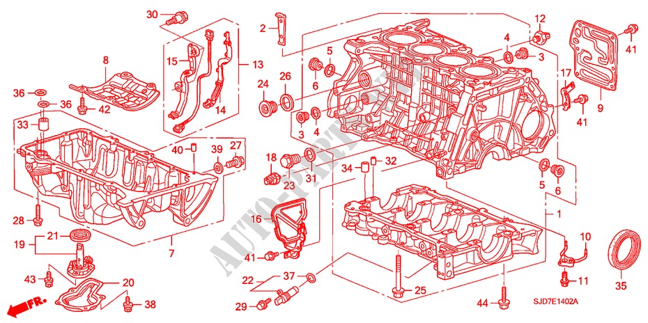 CILINDERBLOK/OLIEPAN (1.8L) voor Honda FR-V 1.8 SE 5 deuren 5-traps automatische versnellingsbak 2007