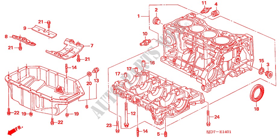 CILINDERBLOK/OLIEPAN (2.0L) voor Honda FR-V 2.0 EXECUTIVE 5 deuren 6-versnellings handgeschakelde versnellingsbak 2005