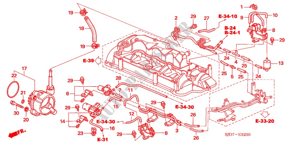 INSTALLATIEPIJP/VACUUMPOMP( '06) (DIESEL) voor Honda FR-V 2.2 EXECUTIVE 5 deuren 6-versnellings handgeschakelde versnellingsbak 2006