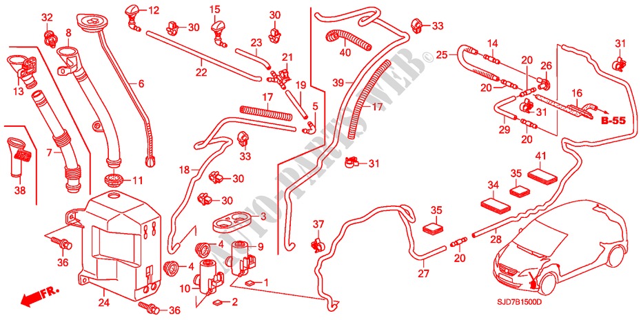 RUITESPROEIER(1) voor Honda FR-V 2.2 COMFORT 5 deuren 6-versnellings handgeschakelde versnellingsbak 2009