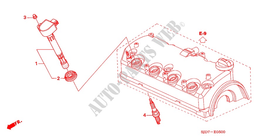 STEKKER GAT SPOEL/PLUG (1.7L) voor Honda FR-V 1.7 COMFORT 5 deuren 5-versnellings handgeschakelde versnellingsbak 2006