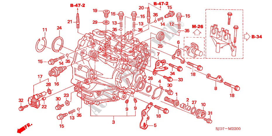 TRANSMISSIE HUIS (DIESEL) voor Honda FR-V 2.2 EXECUTIVE 5 deuren 6-versnellings handgeschakelde versnellingsbak 2006
