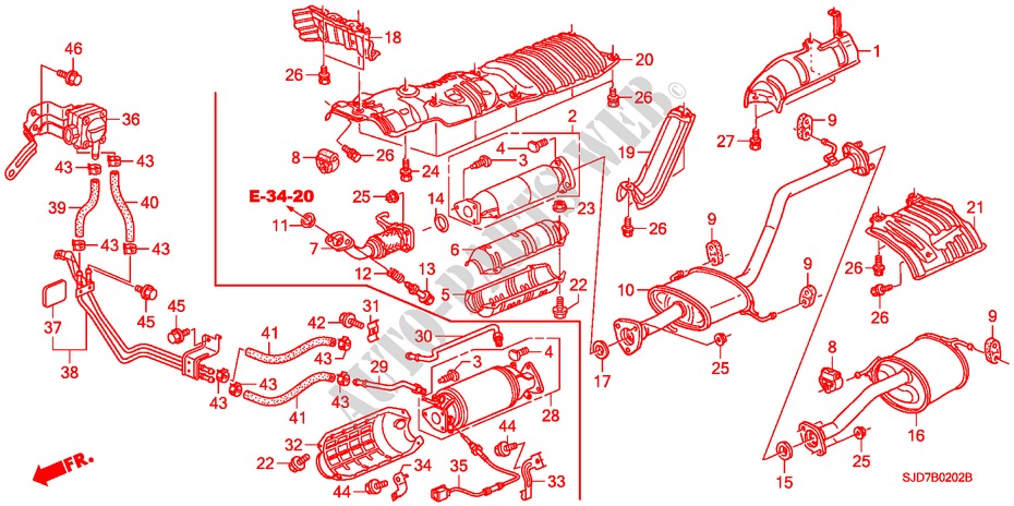 UITLAATPIJP/GELUIDDEMPER (DIESEL) voor Honda FR-V 2.2 EXECUTIVE 5 deuren 6-versnellings handgeschakelde versnellingsbak 2008