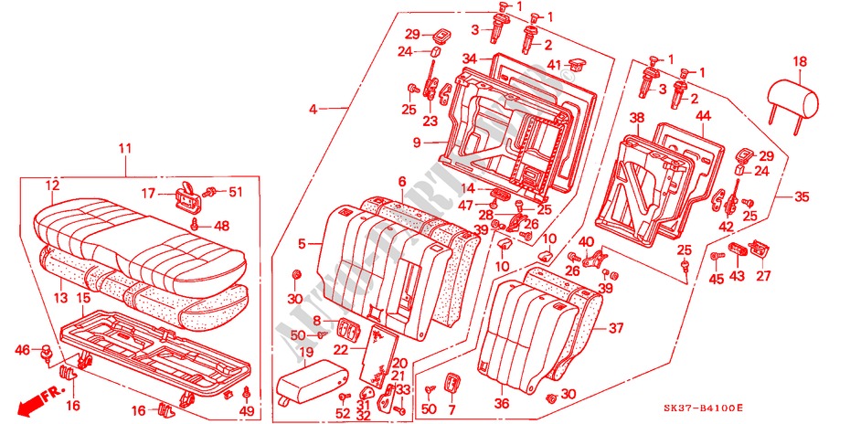 ACHTER ZITTING voor Honda CONCERTO 1.6I 5 deuren 4-traps automatische versnellingsbak 1993