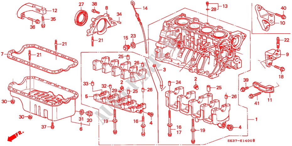 CILINDERBLOK/OLIEPAN voor Honda CONCERTO 1.6I 5 deuren 5-versnellings handgeschakelde versnellingsbak 1993