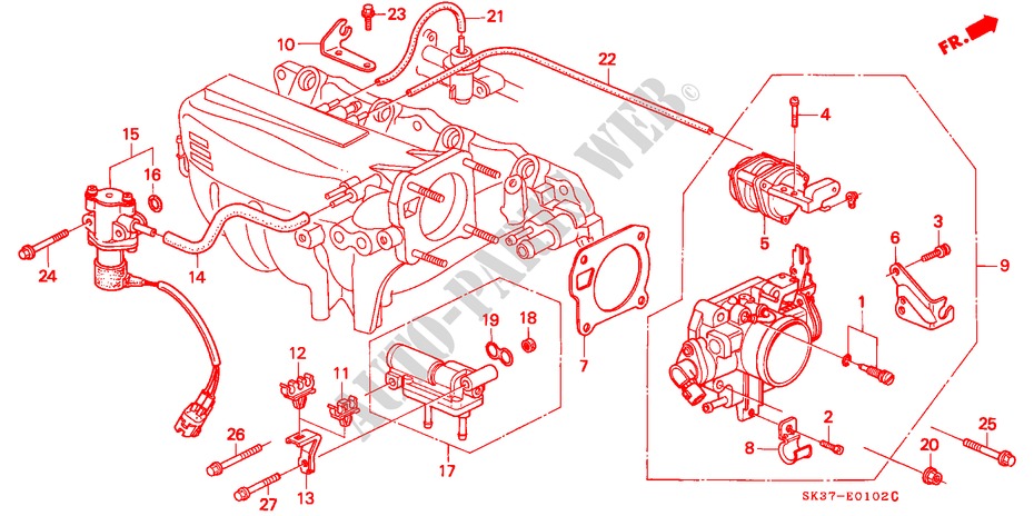 GAS HUIS(PGM FI) (1.6L) voor Honda CONCERTO 1.6I 5 deuren 5-versnellings handgeschakelde versnellingsbak 1993