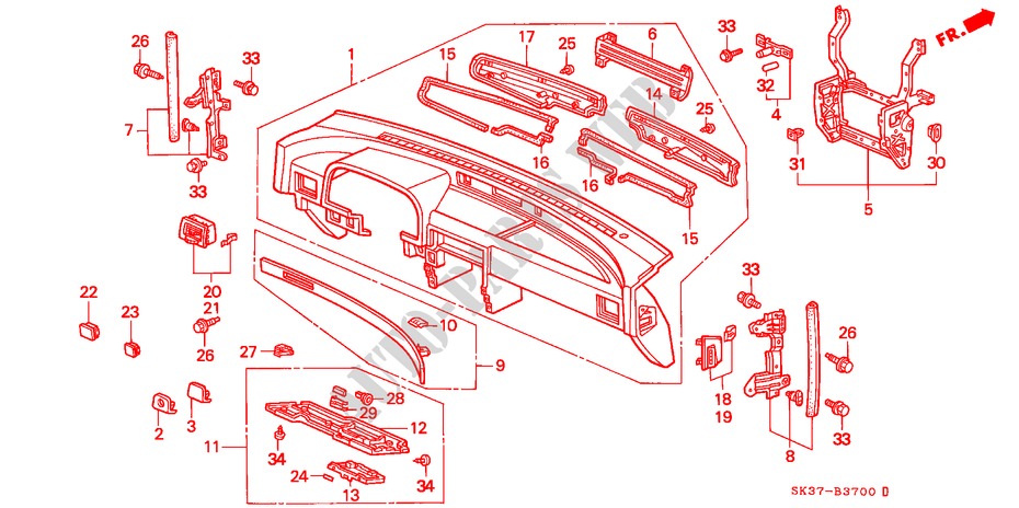 INSTRUMENTEN PANEEL(LH) voor Honda CONCERTO 1.6I 5 deuren 5-versnellings handgeschakelde versnellingsbak 1993