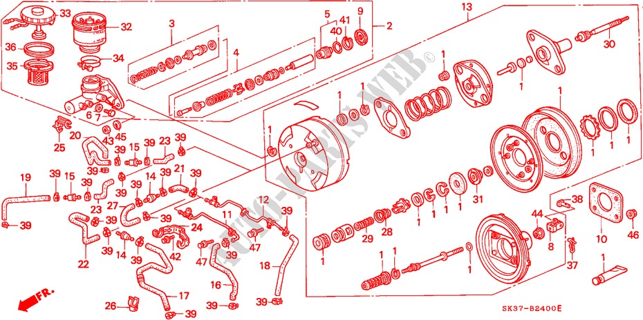 REM HOOFDCILINDER/ HOOFDSPANNING voor Honda CONCERTO 1.6I 5 deuren 5-versnellings handgeschakelde versnellingsbak 1993