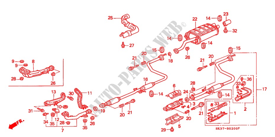 UITLAATPIJP voor Honda CONCERTO 1.6I 5 deuren 5-versnellings handgeschakelde versnellingsbak 1993