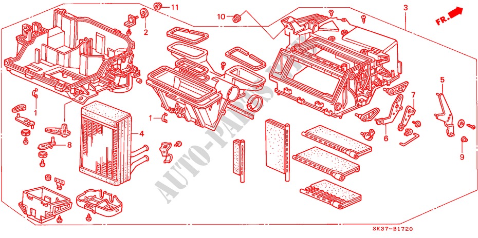 VERWARMINGSEENHEID voor Honda CONCERTO 1.6I 5 deuren 4-traps automatische versnellingsbak 1993