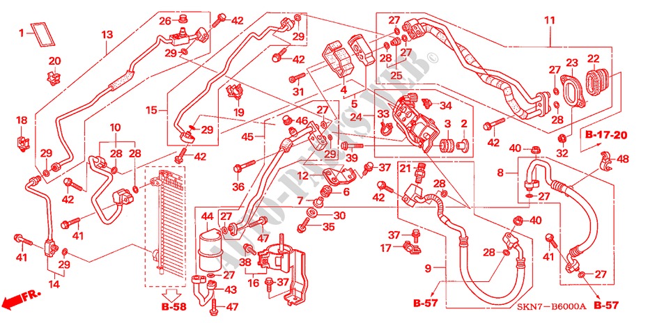 AIRCONDITIONER (SLANGEN/PIJPEN)(LH) voor Honda CR-V DIESEL EXECUTIVE 5 deuren 6-versnellings handgeschakelde versnellingsbak 2005