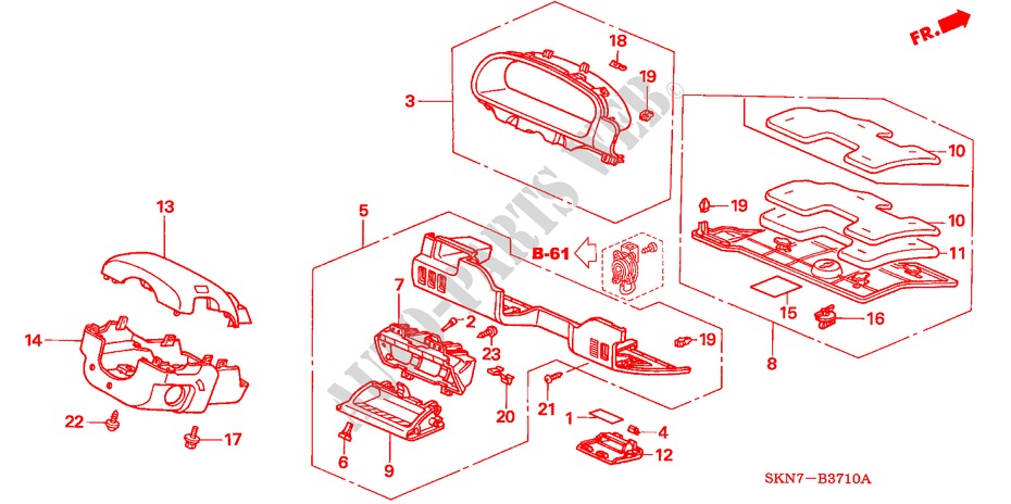 INSTRUMENTEN AFWERKING(LH)(BESTUURDERZIJKANT) voor Honda CR-V DIESEL EXECUTIVE 5 deuren 6-versnellings handgeschakelde versnellingsbak 2005