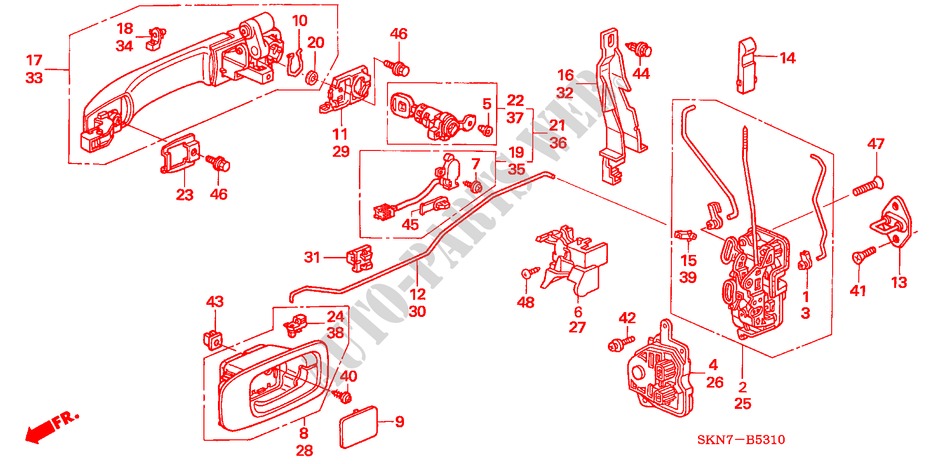 VOOR PORTIER SLOTEN/ BUITEN HENDEL(LH) voor Honda CR-V DIESEL EXECUTIVE 5 deuren 6-versnellings handgeschakelde versnellingsbak 2006
