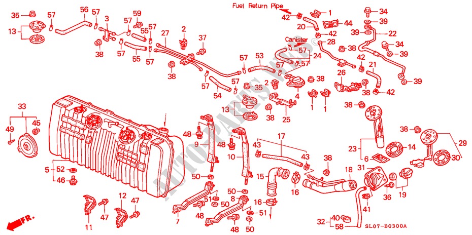 BRANDSTOF TANK voor Honda NSX NSX 2 deuren 4-traps automatische versnellingsbak 1991