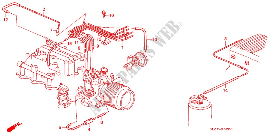 INSTALLATIEPIJP/SLANGEN voor Honda NSX NSX 2 deuren 5-versnellings handgeschakelde versnellingsbak 1991
