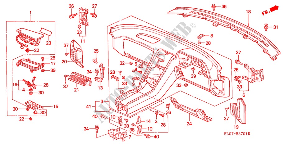 INSTRUMENTEN PANEEL(RH) voor Honda NSX NSX 2 deuren 4-traps automatische versnellingsbak 1991