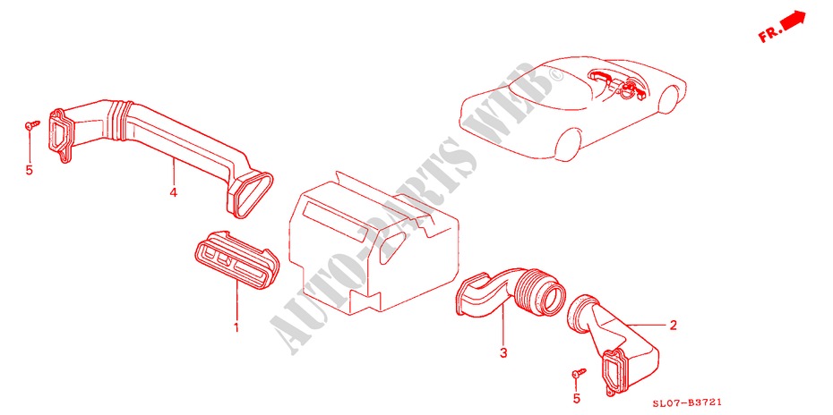KANAAL(RH) voor Honda NSX NSX 2 deuren 4-traps automatische versnellingsbak 1991
