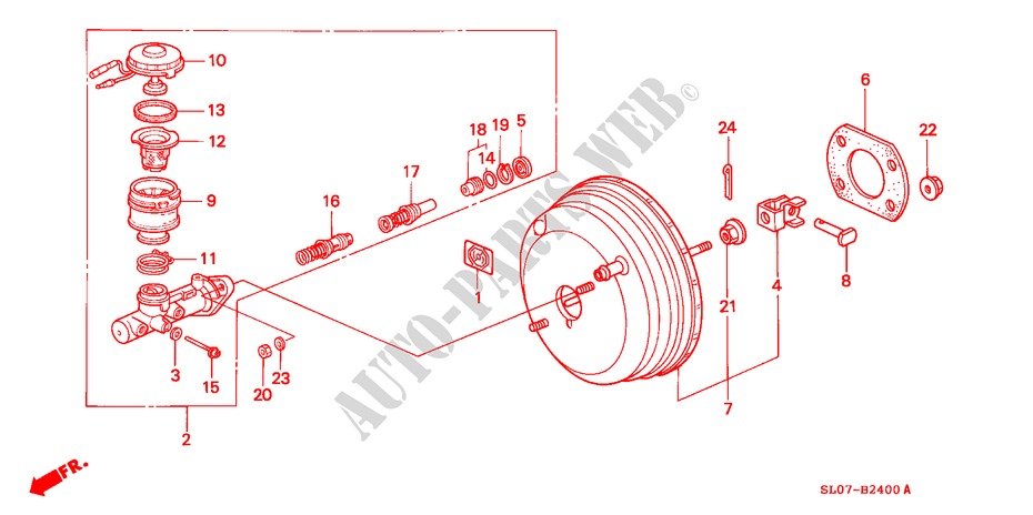 REM HOOFDCILINDER/ HOOFDSPANNING voor Honda NSX NSX 2 deuren 4-traps automatische versnellingsbak 1991