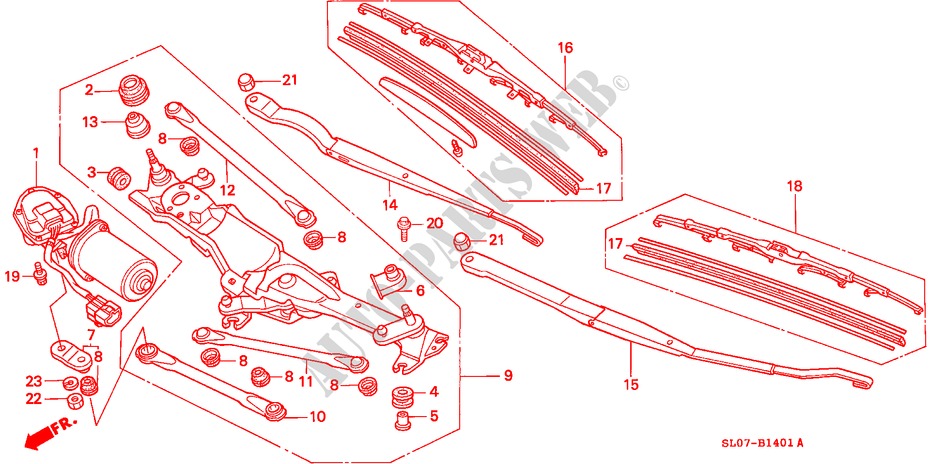 VOOR RUITESPROEIER (RH) voor Honda NSX NSX 2 deuren 4-traps automatische versnellingsbak 1991