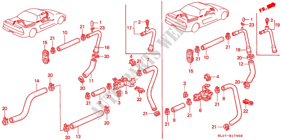 WATERKLEP voor Honda NSX NSX 2 deuren 4-traps automatische versnellingsbak 1991
