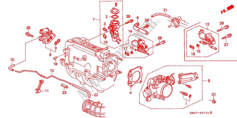 GAS HUIS(PGM FI) voor Honda ACCORD 2.2I 4 deuren 4-traps automatische versnellingsbak 1990