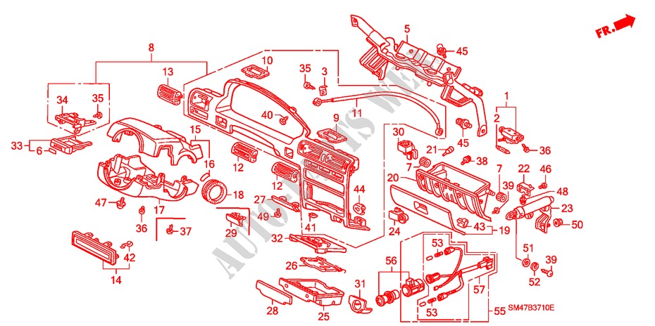 INSTRUMENTEN AFWERKING(LH) voor Honda ACCORD 2.0I 4 deuren 4-traps automatische versnellingsbak 1991