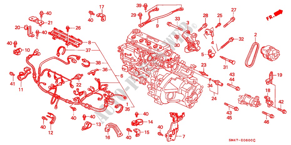 MOTOR BEDRADINGSBUNDEL/KLEM voor Honda ACCORD 2.0I 4 deuren 4-traps automatische versnellingsbak 1991