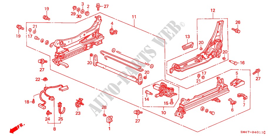 V. ZITTING COMPONENTEN (L.)(SPANNING)(1) voor Honda ACCORD 2.0I 4 deuren 4-traps automatische versnellingsbak 1991