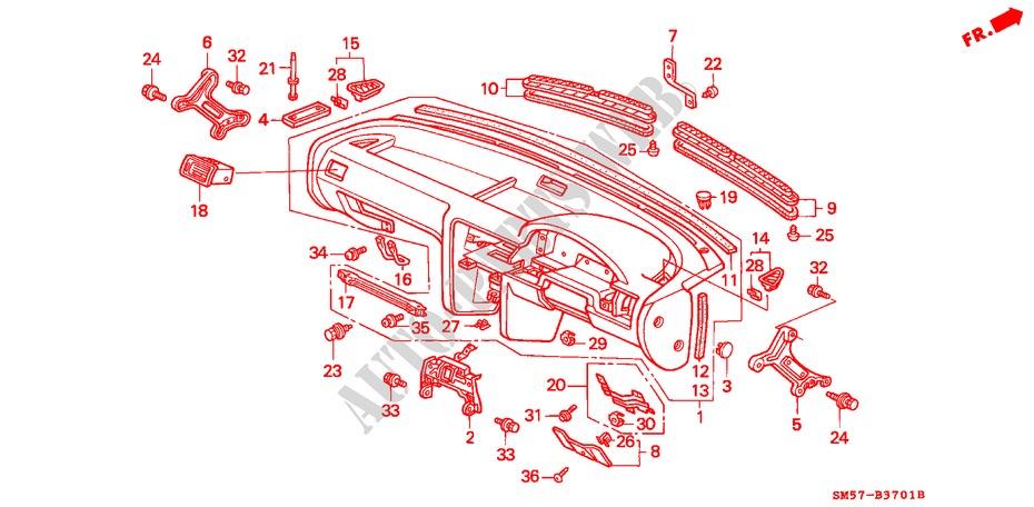 INSTRUMENTEN PANEEL(RH) voor Honda ACCORD WAGON 2.2LXI 5 deuren 4-traps automatische versnellingsbak 1993