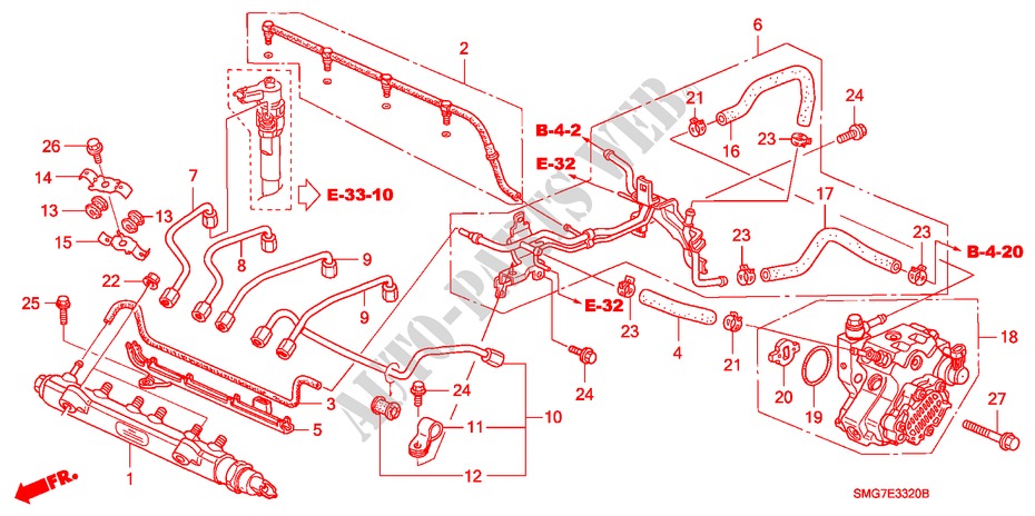BRANDSTOF RAIL/HOGE DRUK POMP(DIESEL) voor Honda CIVIC 2.2 SPORT 5 deuren 6-versnellings handgeschakelde versnellingsbak 2006