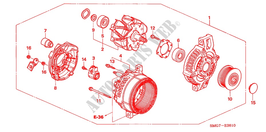 GENERATOR(DENSO) (DIESEL) voor Honda CIVIC 2.2 EXECUTIVE 5 deuren 6-versnellings handgeschakelde versnellingsbak 2006