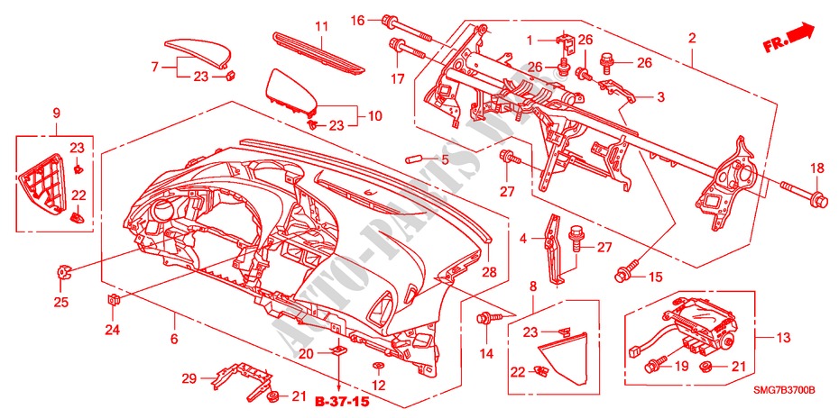 INSTRUMENTEN PANEEL(LH) voor Honda CIVIC 2.2 SPORT 5 deuren 6-versnellings handgeschakelde versnellingsbak 2006