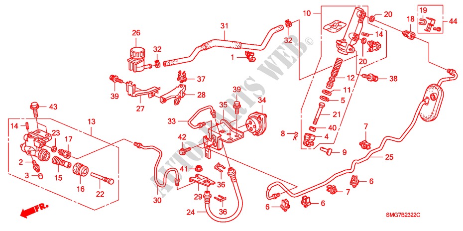 KOPPELING HOOFDCILINDER (LH) (DIESEL) voor Honda CIVIC 2.2 SPORT 5 deuren 6-versnellings handgeschakelde versnellingsbak 2006