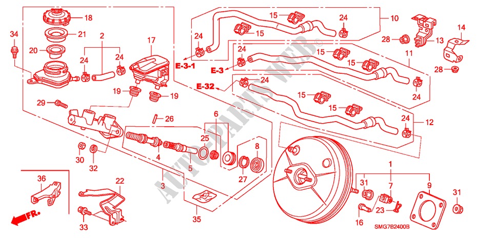 REM HOOFDCILINDER/ HOOFDSPANNING(LH) voor Honda CIVIC 2.2 SPORT 5 deuren 6-versnellings handgeschakelde versnellingsbak 2006