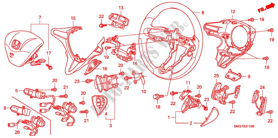 STUURWIEL(SRS) voor Honda CIVIC 2.2 COMFORT 5 deuren 6-versnellings handgeschakelde versnellingsbak 2006