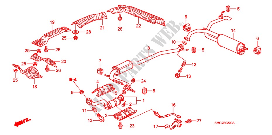 UITLAATPIJP/GELUIDDEMPER (1.4L) voor Honda CIVIC 1.4 SPORT 5 deuren 6-versnellings handgeschakelde versnellingsbak 2006