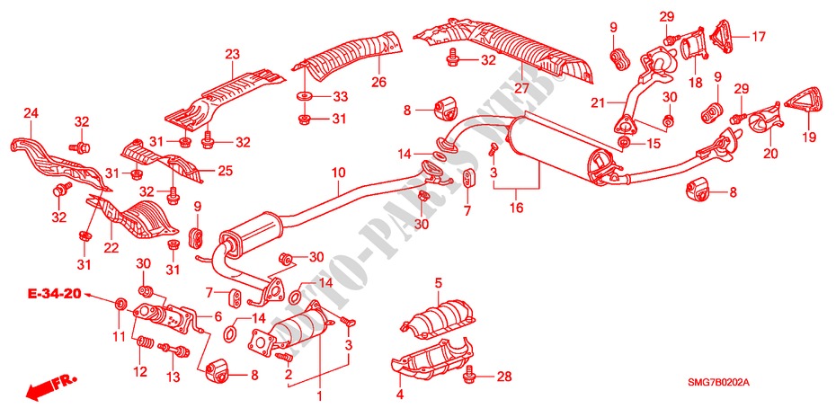 UITLAATPIJP/GELUIDDEMPER (DIESEL)(1) voor Honda CIVIC 2.2 EXECUTIVE 5 deuren 6-versnellings handgeschakelde versnellingsbak 2007