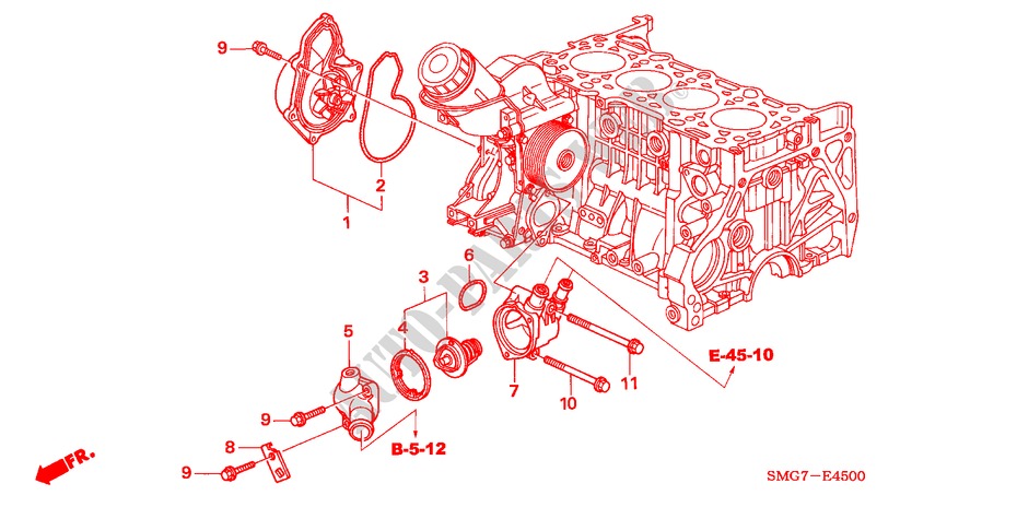 WATERPOMP(DIESEL) voor Honda CIVIC 2.2 EXECUTIVE 5 deuren 6-versnellings handgeschakelde versnellingsbak 2007