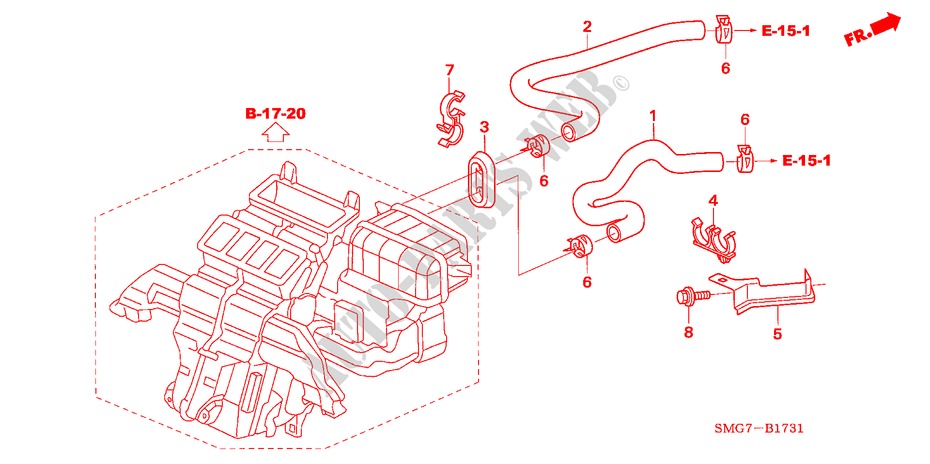 WATERSLANG(LH)(1.8L) voor Honda CIVIC 1.8 SPORT 5 deuren intelligente transmissie IMT 2006