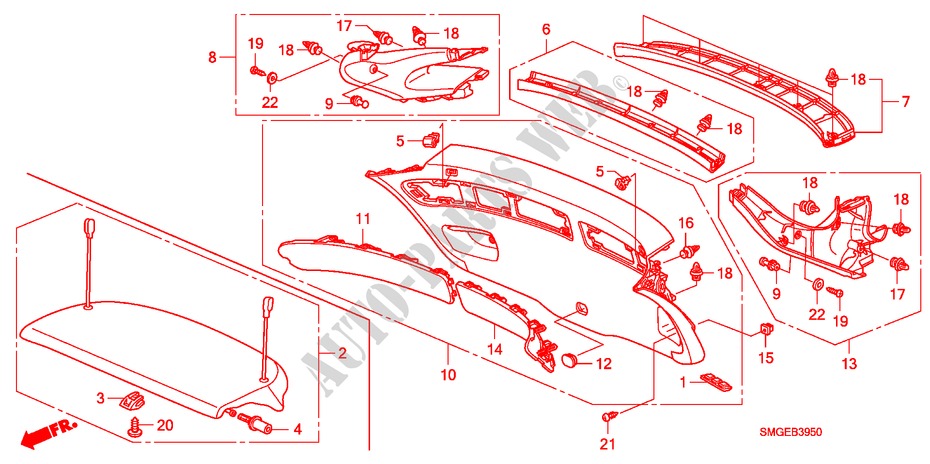 ACHTERKLEP VOERING voor Honda CIVIC 1.8 ES 5 deuren 6-versnellings handgeschakelde versnellingsbak 2009