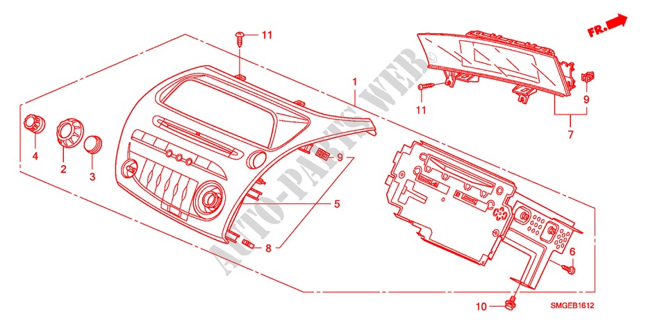AUTOMATISCHE RADIO(RH)(1) voor Honda CIVIC 2.2 VXI 5 deuren 6-versnellings handgeschakelde versnellingsbak 2010