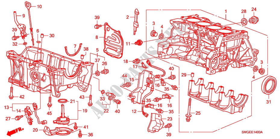 CILINDERBLOK/OLIEPAN(1.4L) voor Honda CIVIC 1.4 SE 5 deuren 6-versnellings handgeschakelde versnellingsbak 2009