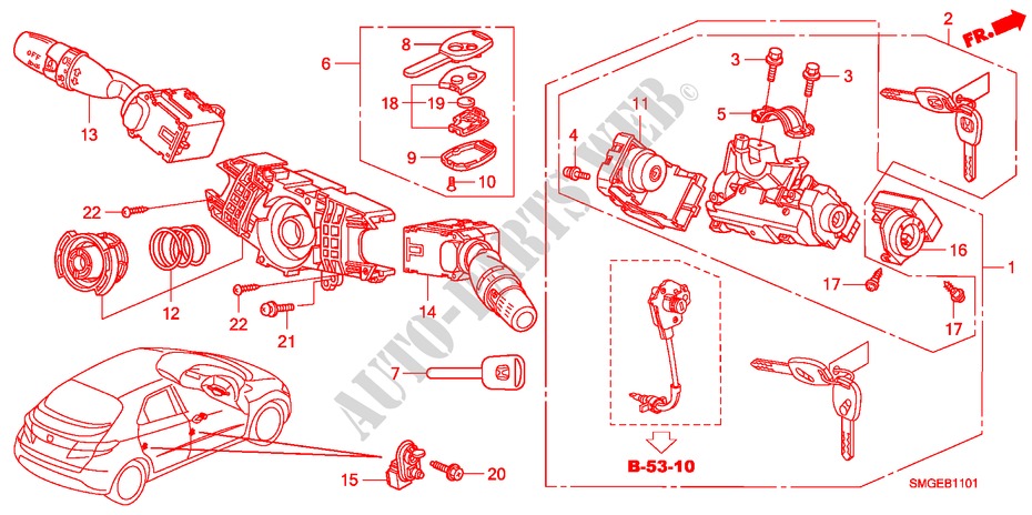 COMBINATIESCHAKELAAR(RH) voor Honda CIVIC 2.2 SE 5 deuren 6-versnellings handgeschakelde versnellingsbak 2010
